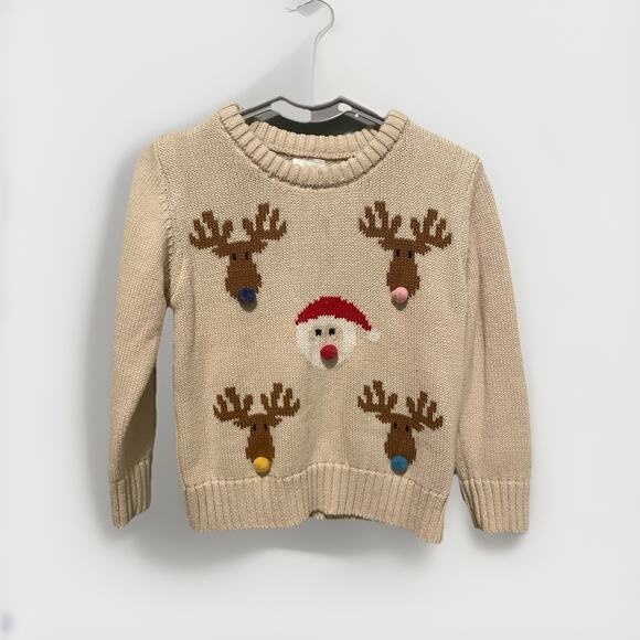 Ugly Christmas Sweater Beige Santa Reindeer Toddler Size 2T - Picture 1 of 4